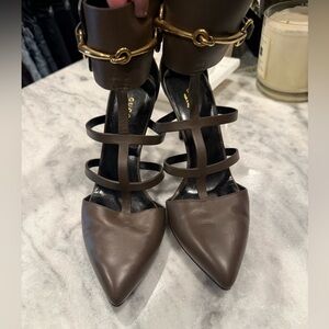 Gucci Dark Brown Strappy Heels